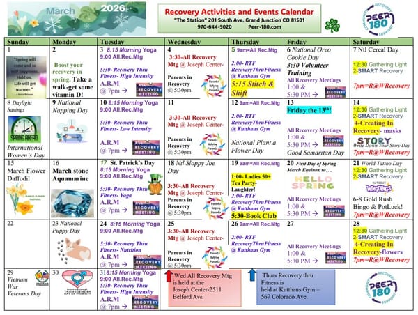 March 2026 Recovery Events in Grand Junction Hosted by PEER 180